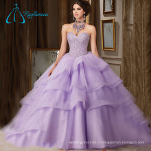 Sequined Beading Crystal Tiered Quinceanera Robes Ball Gown